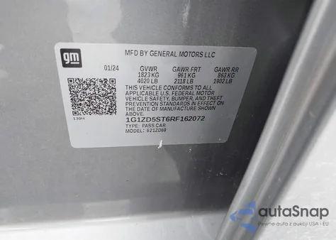 2024 Chevrolet Malibu Fwd 1Lt from USA, damaged, VIN 1G1ZD5ST6RF162072